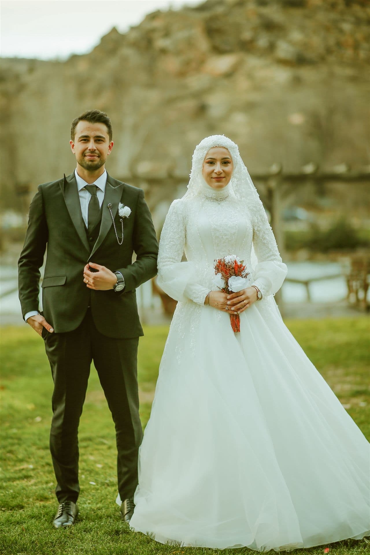 A newlywed couple after their nikah